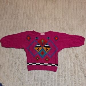 🎀Vibrant Magenta Sweater with Geometric Patterns🎀